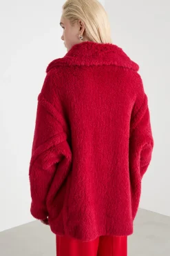 Cappotto in tessuto morbido e caldo - Rosso