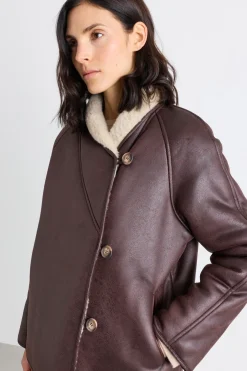 Cappotto in tessuto spalmato - Marrone