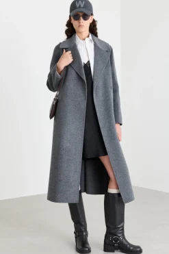 Cappotto lungo a vestaglia - Grigio