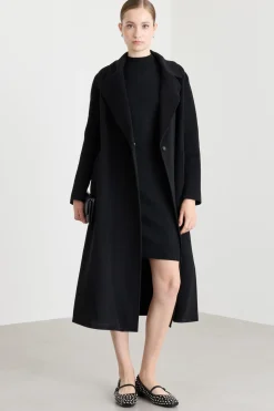 Cappotto lungo a vestaglia - Nero