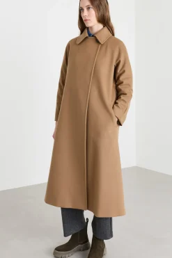 Cappotto lungo in drap - Cammello