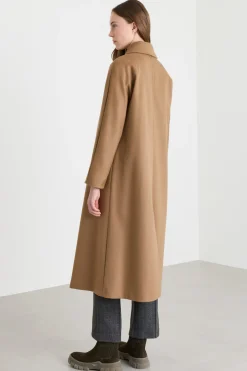 Cappotto lungo in drap - Cammello