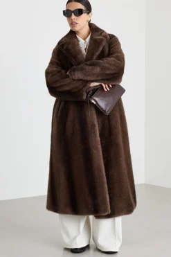 Cappotto lungo in tessuto morbido e caldo - Marrone