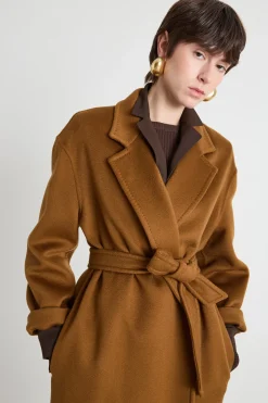Cappotto midi con cintura - Cammello