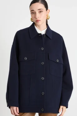 Cappotto oversize in double - Blu Notte