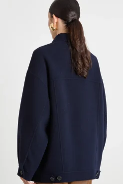 Cappotto oversize in double - Blu Notte