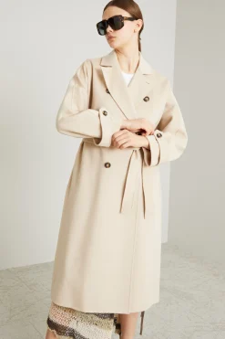 Cappotto stile trench in panno - Beige Chiaro