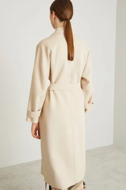 Cappotto stile trench in panno - Beige Chiaro