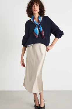 Cardigan a coste - Blu