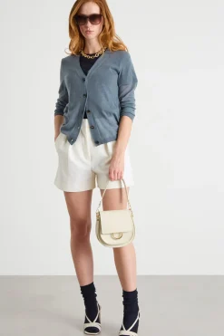 Cardigan aderente con scollo a V - Blu