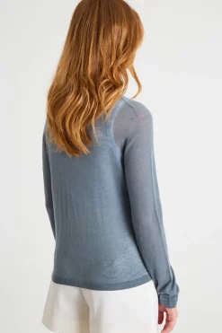 Cardigan aderente con scollo a V - Blu