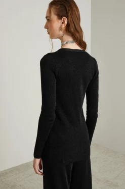 Cardigan aderente lamè - Nero