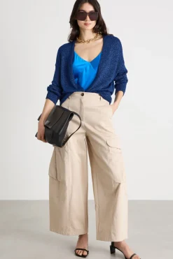 Cardigan aperto a spalla scesa - Blu