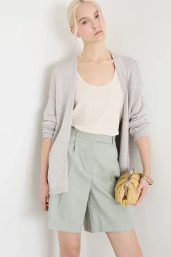 Cardigan aperto a spalla scesa - Grigio