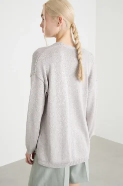 Cardigan aperto a spalla scesa - Grigio