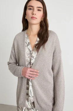 Cardigan aperto a spalla scesa - Grigio