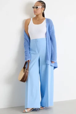 Cardigan a punto traforato - Azzurro