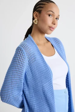Cardigan a punto traforato - Azzurro