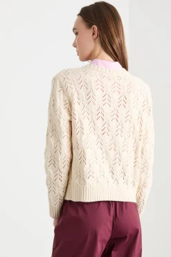 Cardigan a punto treccia - Avorio