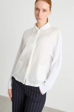 Cardigan a punto treccia e coste - Bianco
