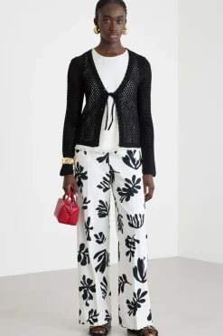 Cardigan a rete con paillettes - Nero