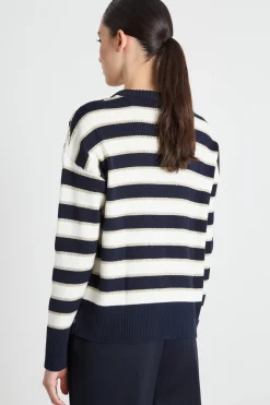 Cardigan a righe con paillettes - Bianco Nero