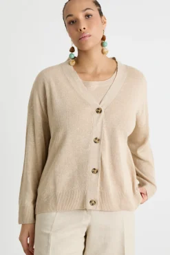 Cardigan a spalla scesa - Cammello