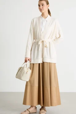 Cardigan a vestaglia con cintura - Bianco