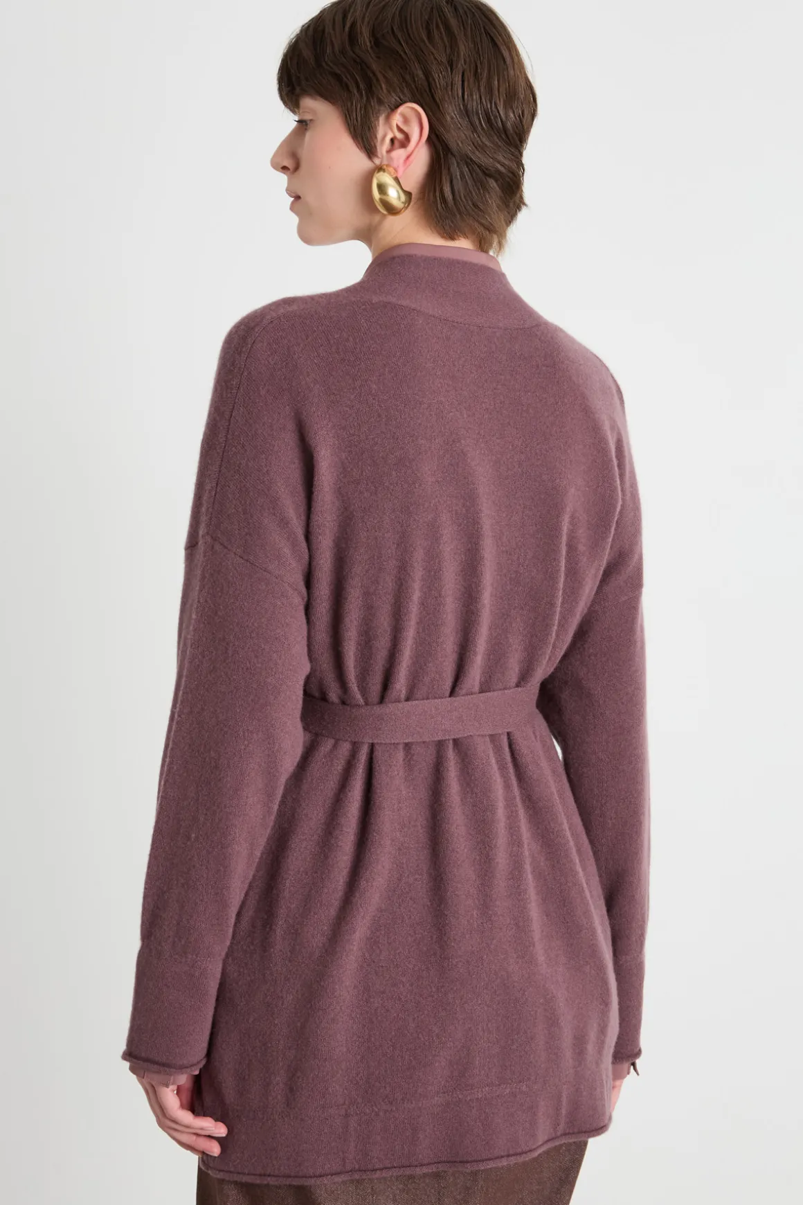 Cardigan a vestaglia con cintura - Bordeaux