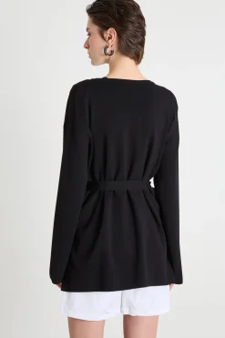 Cardigan a vestaglia - Nero