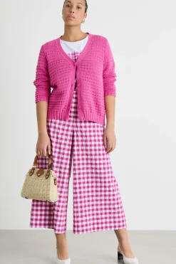 Cardigan boxy traforato - Fuxia