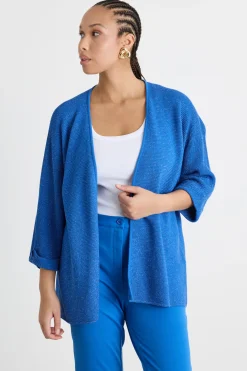 Cardigan cocoon in filato crepe - Azzurro