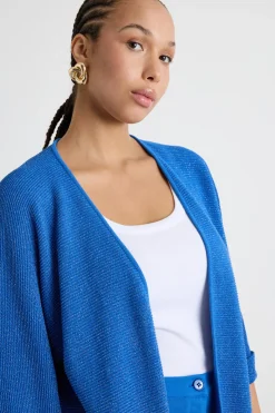 Cardigan cocoon in filato crepe - Azzurro