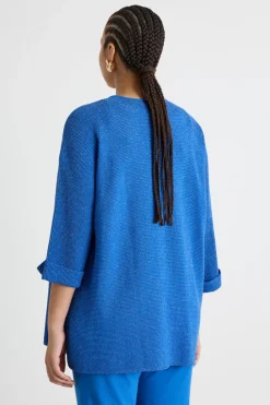 Cardigan cocoon in filato crepe - Azzurro
