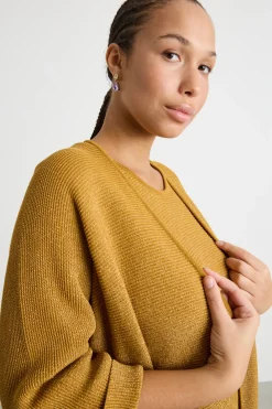Cardigan cocoon in filato crepe - Giallo
