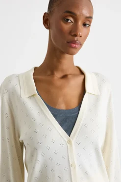 Cardigan con ampio scollo a V - Bianco