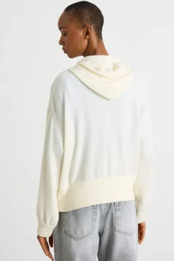 Cardigan con cappuccio - Bianco