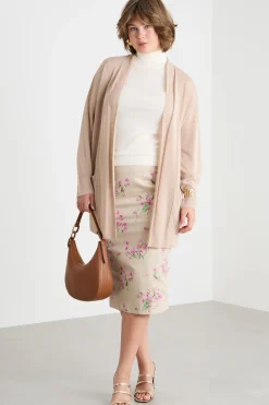 Cardigan con cintura - Beige