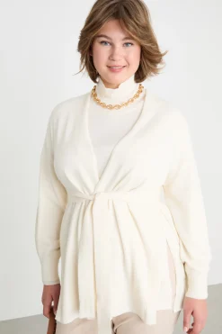Cardigan con cintura - Bianco