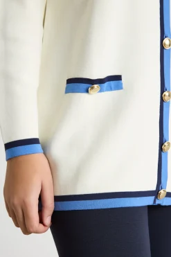 Cardigan con dettagli a contrasto - Bianco Blu Azzurro