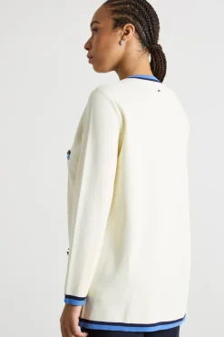 Cardigan con dettagli a contrasto - Bianco Blu Azzurro