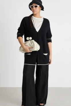 Cardigan con dettagli a contrasto - Nero