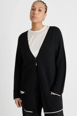 Cardigan con dettagli a contrasto - Nero