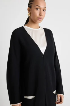 Cardigan con dettagli a contrasto - Nero
