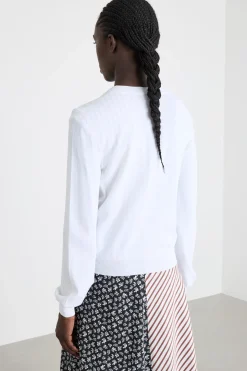 Cardigan con dettaglio a punto traforato - Bianco
