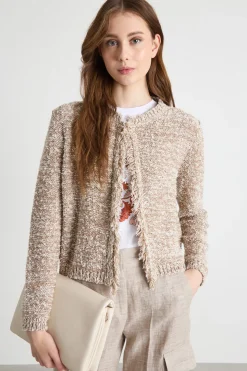 Cardigan con frange - Beige