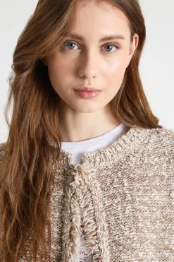 Cardigan con frange - Beige