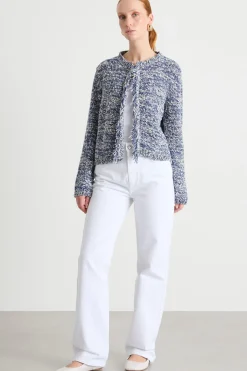 Cardigan con frange - Blu