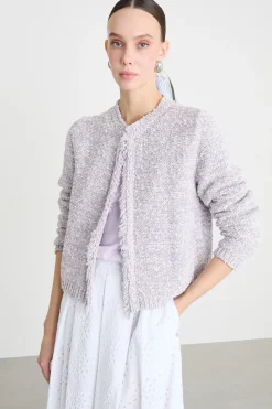 Cardigan con frange - Lilla