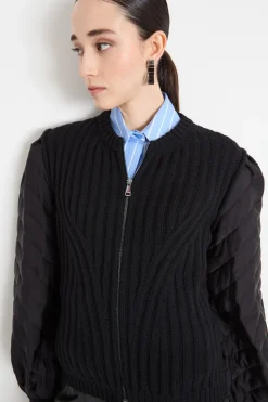 Cardigan con maniche a sbuffo - Nero